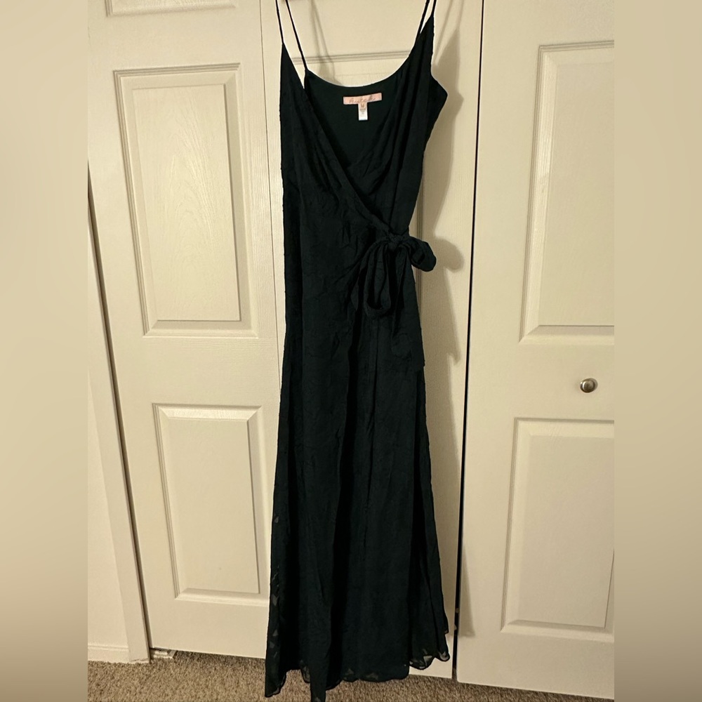 Anthropologie Hutch Forest Green Wrap Maxi Dress